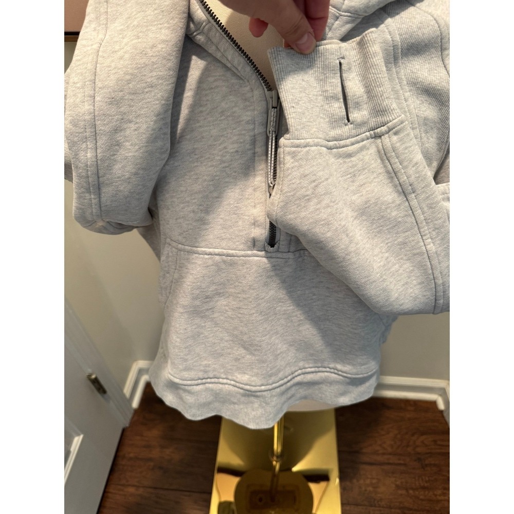 Lululemon‎ Scuba Hoodie Half Zip Cropped Gray Size M/L Oversized Funnel Neck - Picture 5 of 10